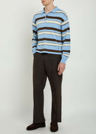 JW Anderson Striped Knit Polo Shirt Blue
