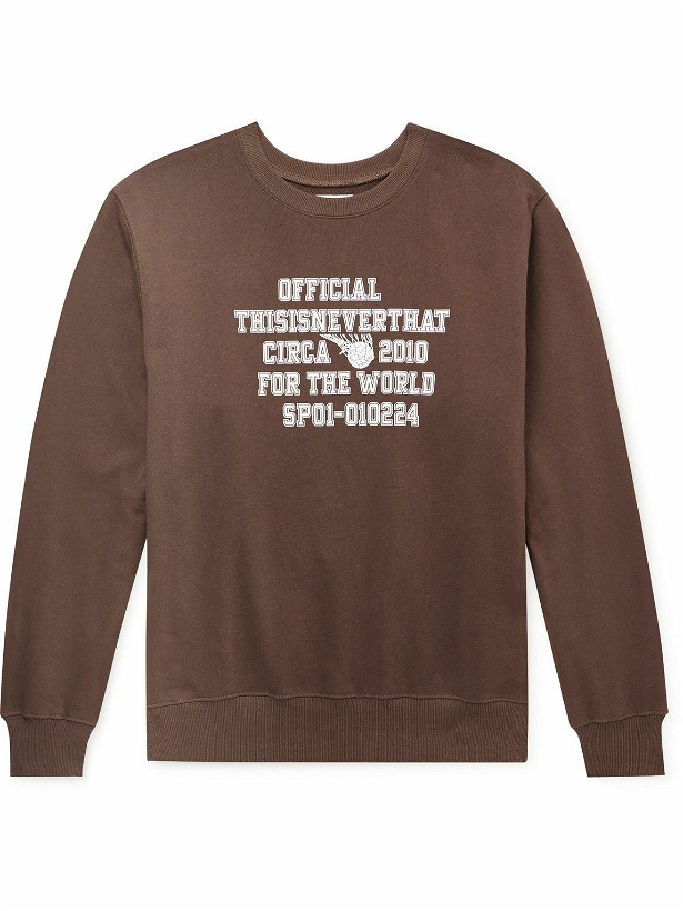 Photo: thisisneverthat - For The World Printed French Cotton-Terry Sweatshirt - Brown