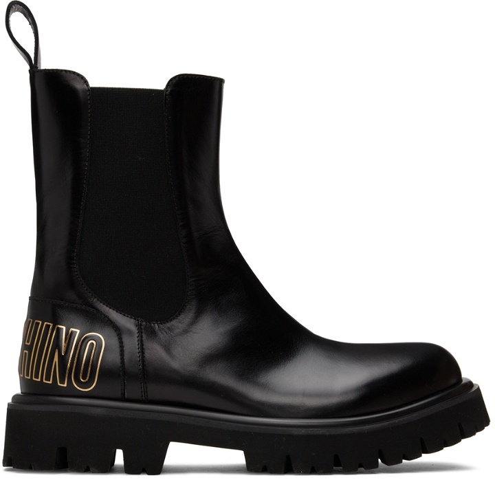 Photo: Moschino Black Combat Chelsea Boots