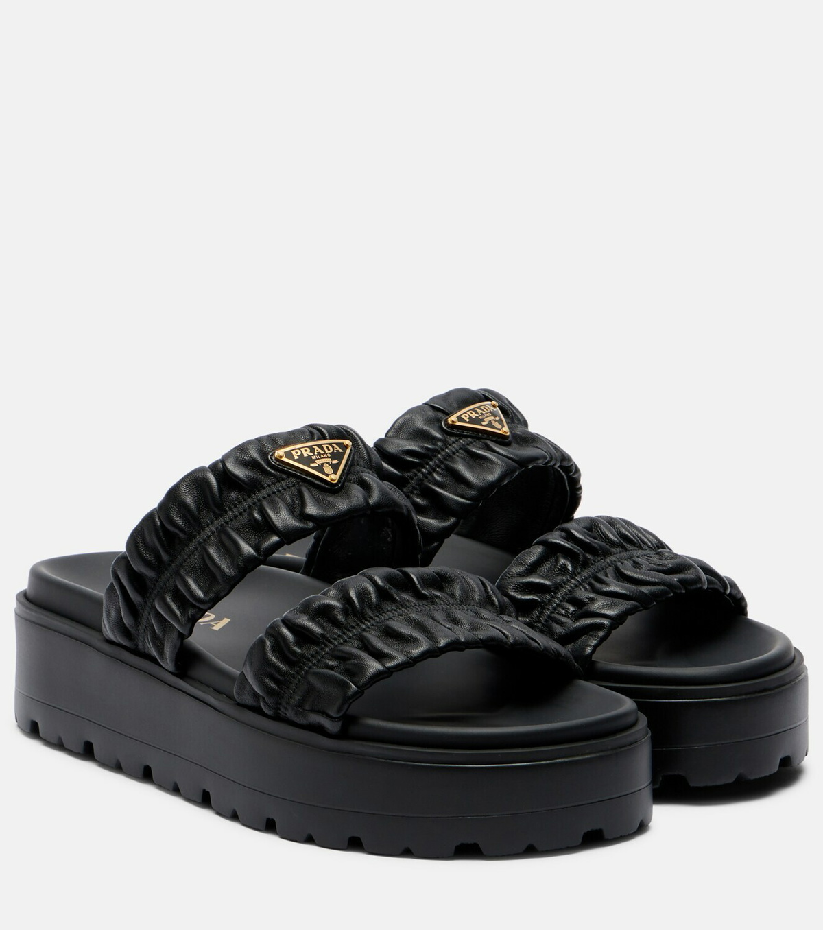 Prada Matelassé leather platform sandals