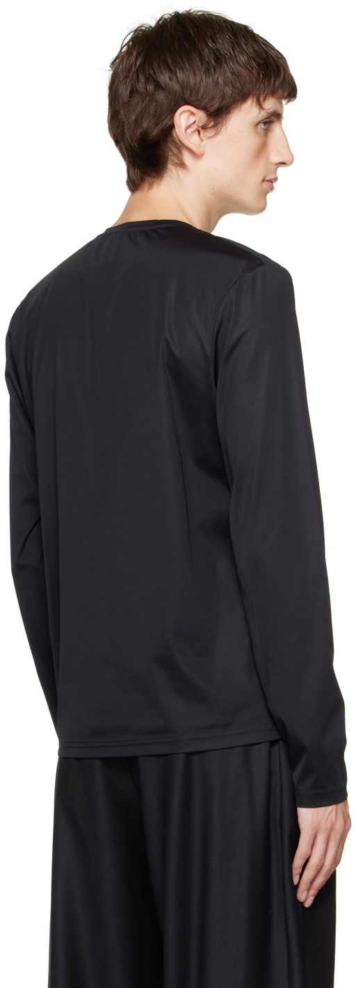 AARON ESH Black Gathered Neck Long Sleeve T-Shirt
