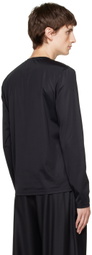 AARON ESH Black Gathered Neck Long Sleeve T-Shirt