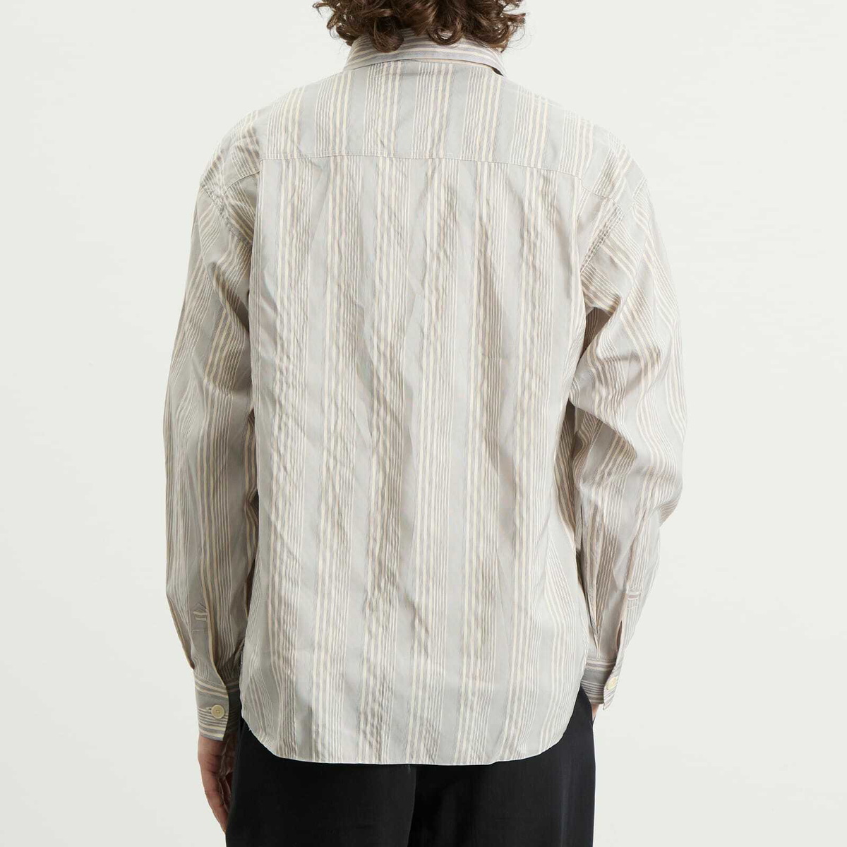 Ranra Men's Stripy Classic Shirt in Rigati Putty/Blue