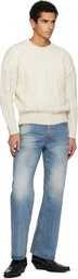 TONYWACK Off-White Kid Mohair Distressed Ribbed Sweater
