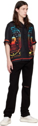 AMIRI Black Fortune Bowling Shirt