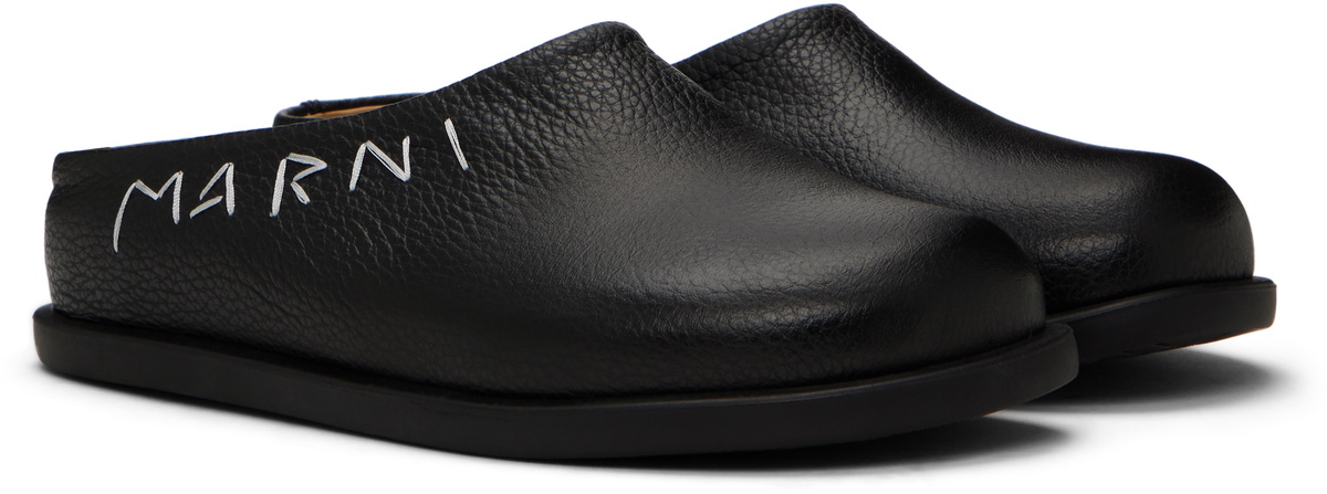サンダル MARNI Fussbett Sabot Mules - Marni - Leather - Black Marni Fussbett Sabot Grained Leather Black – LESS 17
