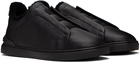 ZEGNA Black Deerskin Triple Stitch Sneakers