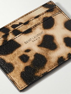 SAINT LAURENT - Leopard-Print Full-Grain Leather Cardholder - Brown