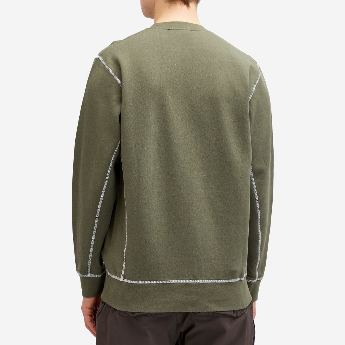 Parel Studios Men's Contrast Crewneck Sweatshirt in Army Green