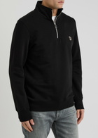 PS Paul Smith Logo-appliquéd Half-zip Cotton Sweatshirt Black