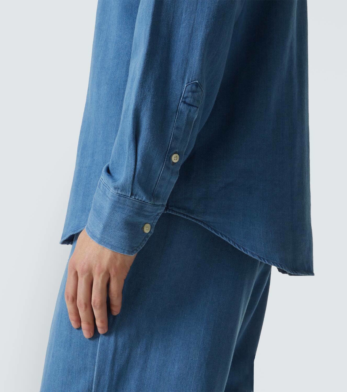Frescobol Carioca Emilio herringbone denim shirt