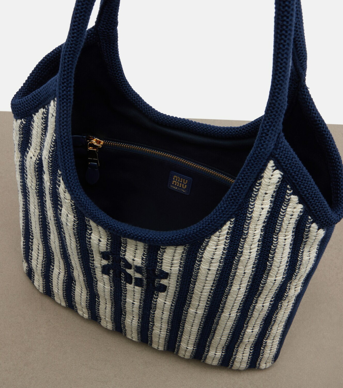 Miu Miu Ivy striped crochet shoulder bag