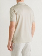 Ermenegildo Zegna - Silk and Cotton-Blend Piqué Polo Shirt - Neutrals