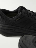 Hoka One One - Bondi L GTX Leather-Trimmed Coated-Ripstop Sneakers - Black