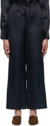 Totême Navy Silk Trousers