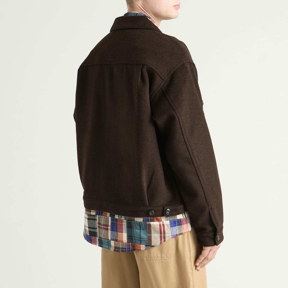 FrizmWORKS Men's Solid Wool Trucker Jacket in Brown