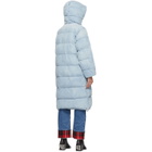 Alexander Wang Blue Bleached Denim Long Puffer Jacket