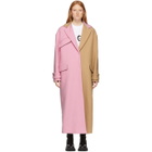 MSGM Beige and Pink Two-Tone Long Coat