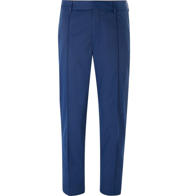 Photo: Hugo Boss - Blue Paco Cropped Slim-Fit Twill Trousers - Navy