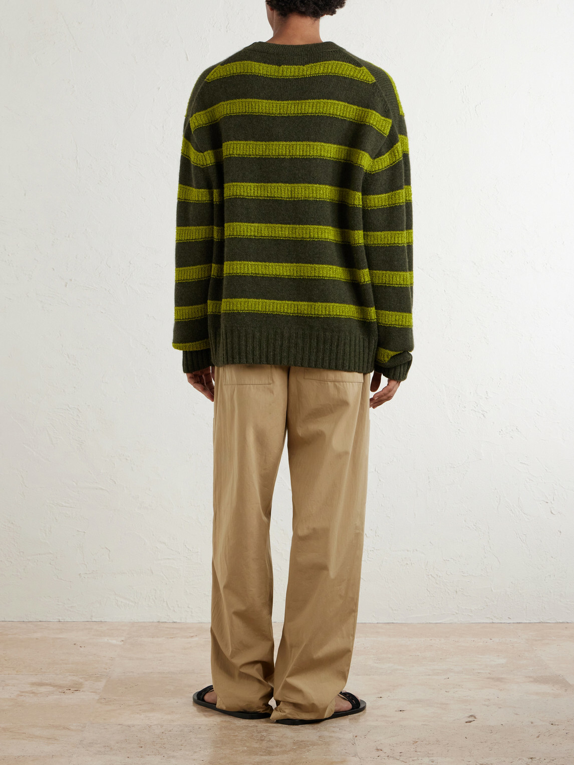 The Elder Statesman - Ridgeline Striped Cashmere-Blend Sweater - Green