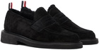 Thom Browne Black Shearling Penny Loafers