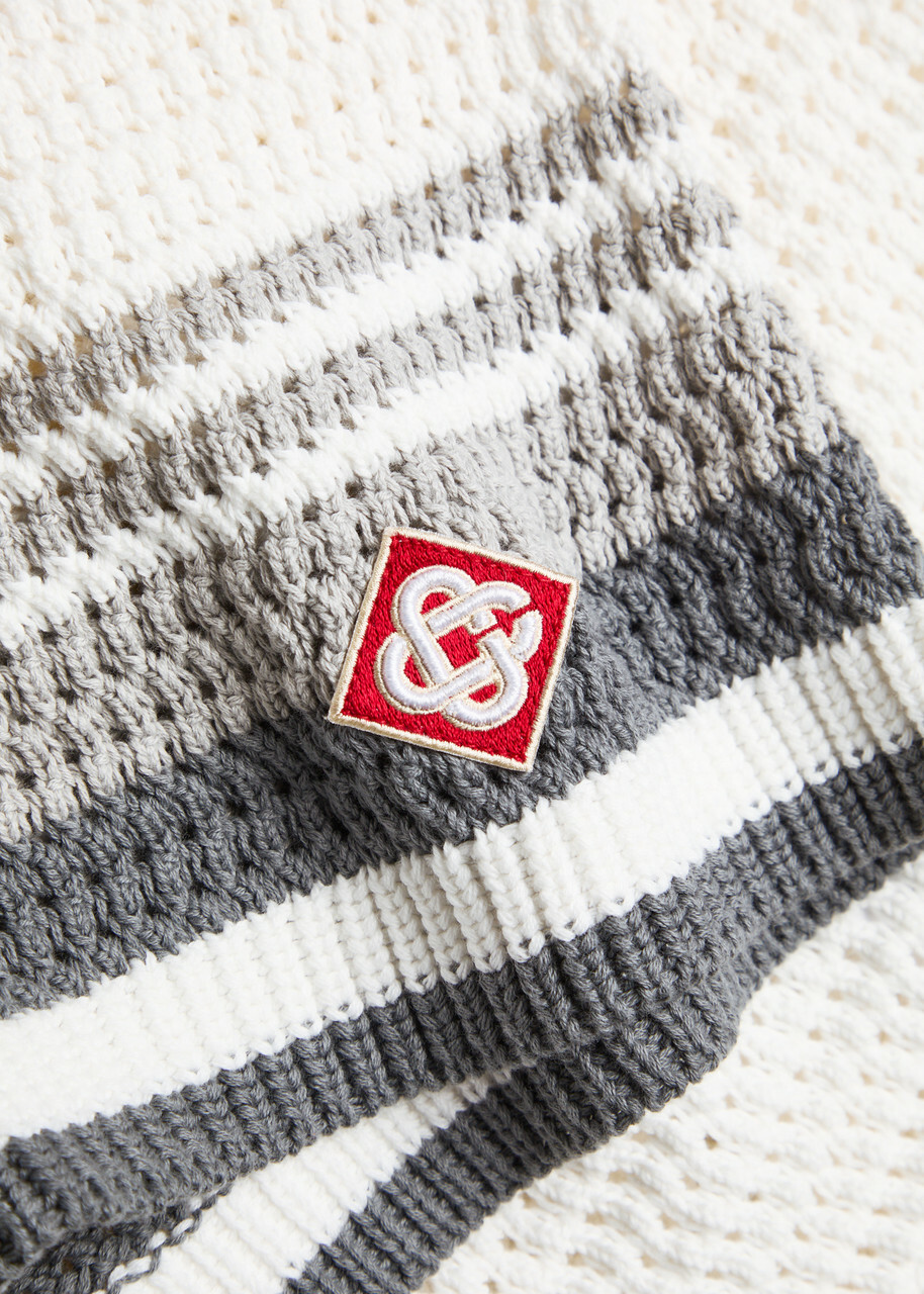 Casablanca Logo-appliquéd Crochet-knit Cotton Shorts White And Grey