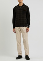 Percival Kihara Striped Cotton Polo Shirt Black