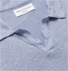 Officine Générale - Simon Garment-Dyed Linen Polo Shirt - Blue