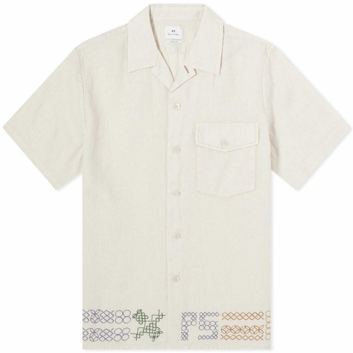 Photo: Paul Smith Men's PS Embroidered Vacation Shirt in Brown