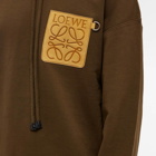 Loewe Men's Anagram Leather Patch Hoody in Dark Olive Green