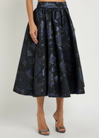 Alice + Olivia Nilda Floral-jacquard Woven Midi Skirt Black