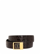 SAINT LAURENT - 3cm Boucle La 66 Embossed Leather Belt