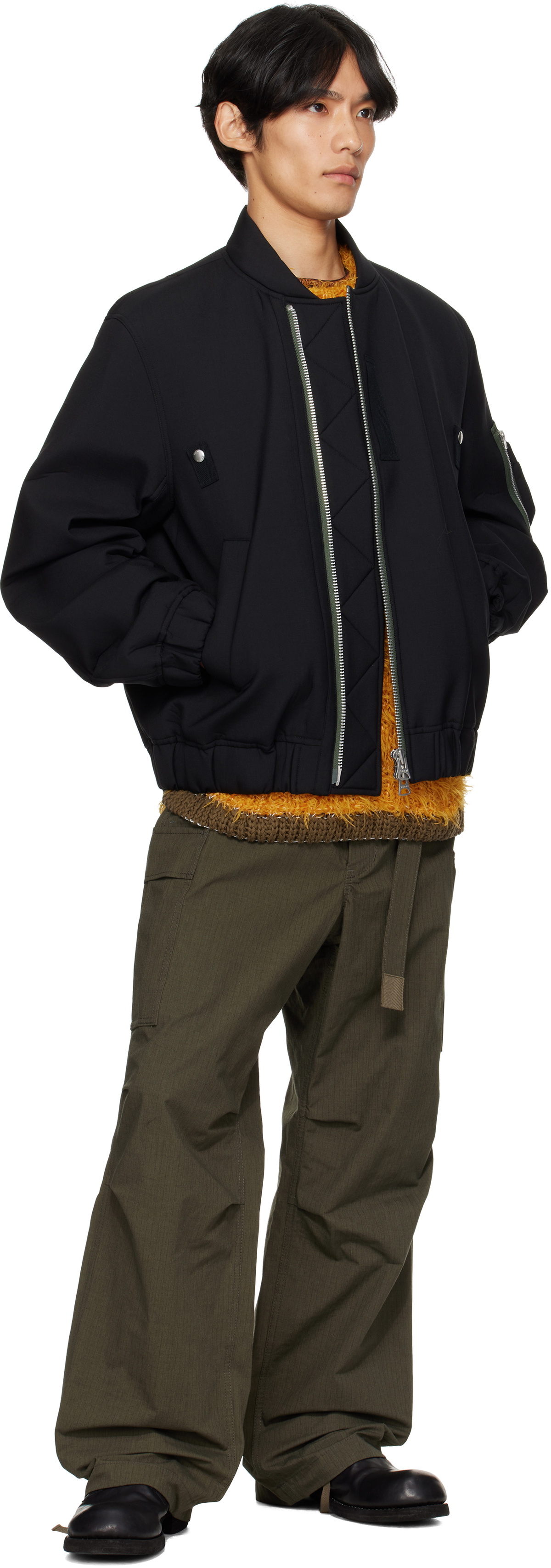 sacai Black Suiting Blouson Bomber Jacket Sacai