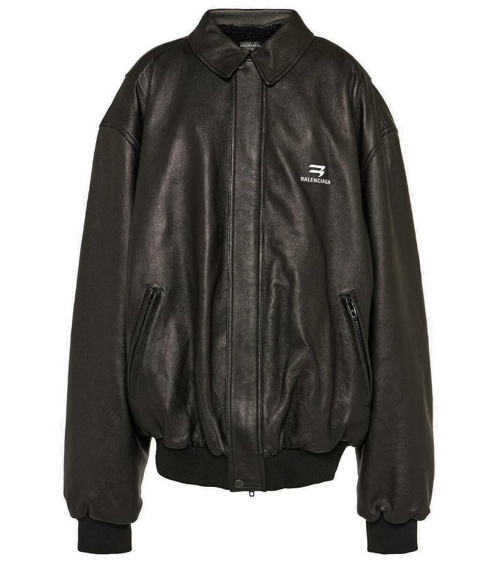 Photo: Balenciaga Oversized leather bomber jacket