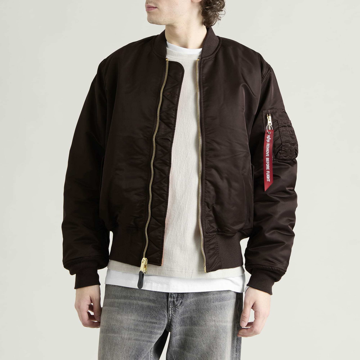 Alpha Industries Men's MA-1 Heritage Bomber Jacket in Hunter Brown