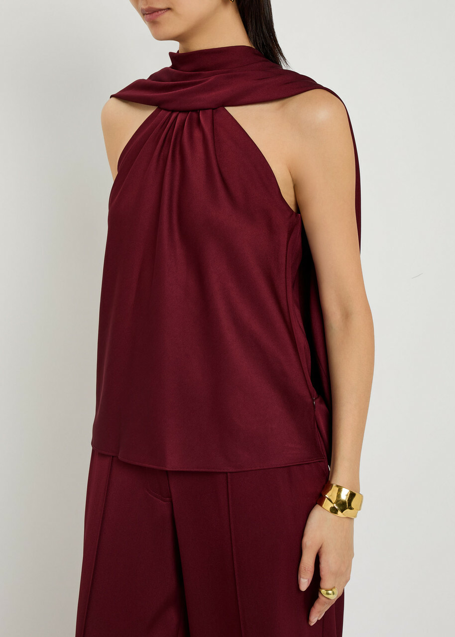 Simkhai Scarlett Cape-effect Satin top Red