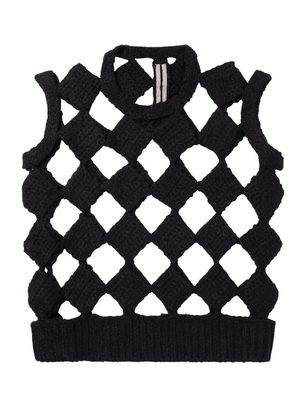 Photo: Rick Owens - Macramé Cashmere and Silk-Blend Sweater Vest - Black