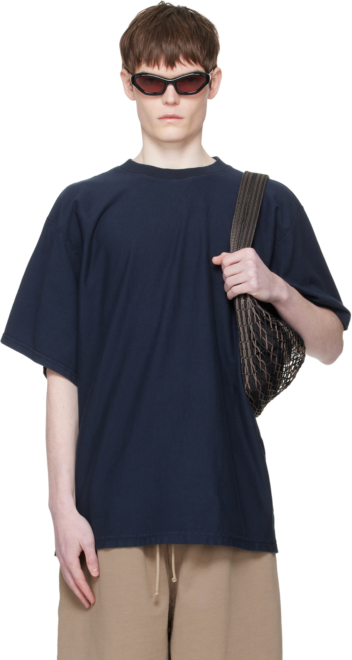 Hed Mayner Navy Embroidered-Logo T-shirt