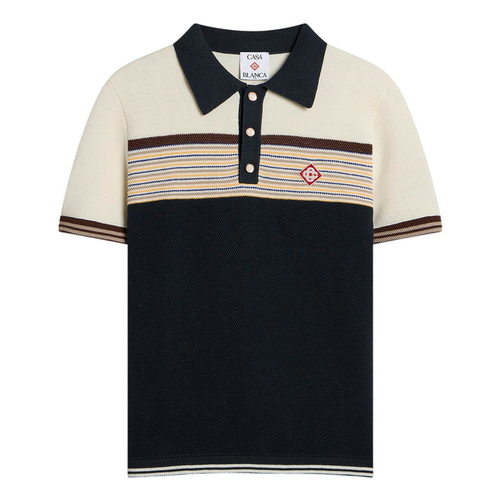 Photo: Casablanca Men's Cafe Stripe Polo Shirt in Multi
