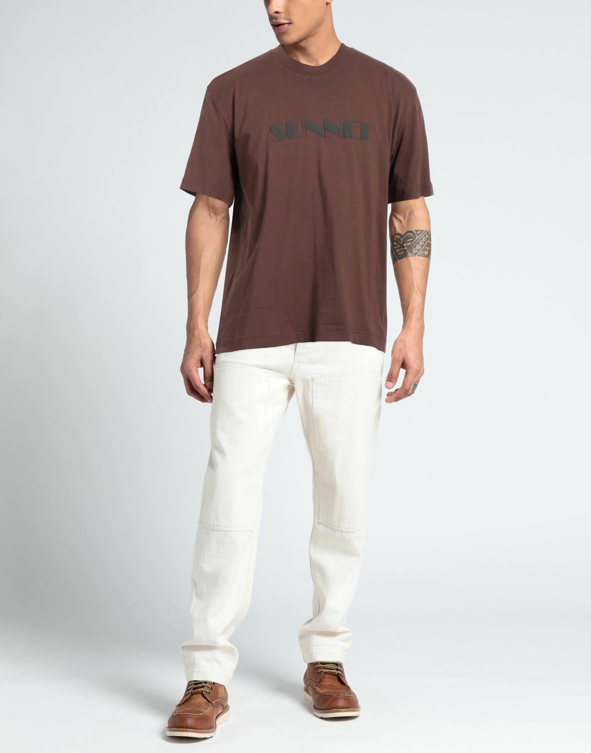 Sunnei Mens T-shirt Chocolate in Brown