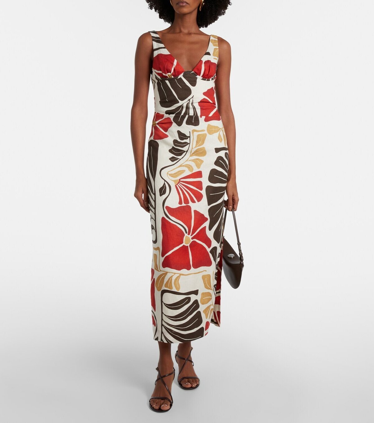 SIR Julietta floral linen midi dress