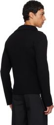 Courrèges Black Ribbed Wool Polo