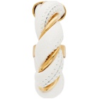Bottega Veneta White and Gold Twist Hoop Earrings