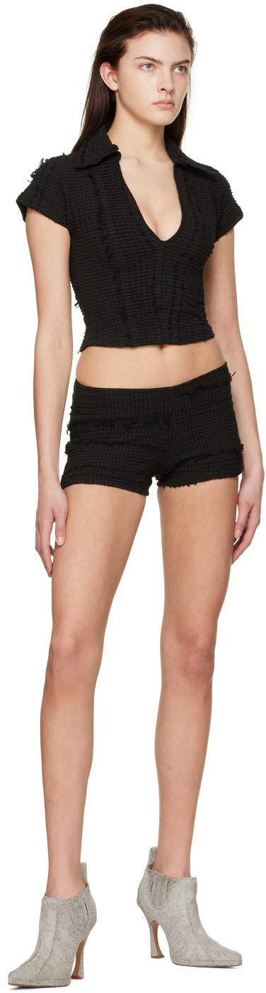 Luna Del Pinal Black Stretch Weave Polo