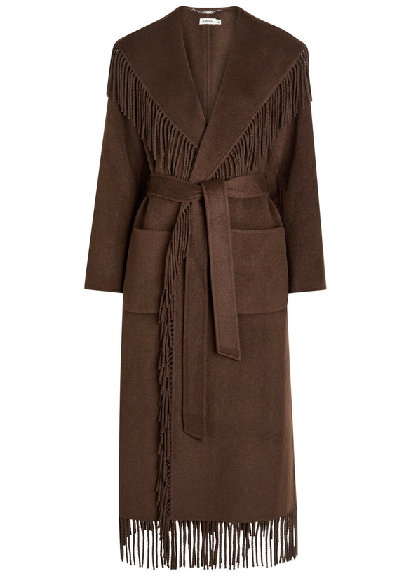 Photo: Simkhai Carrie Fringed Wool-blend Coat Chocolate