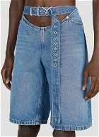 Y/Project - Belt Arc Denim Shorts in Blue