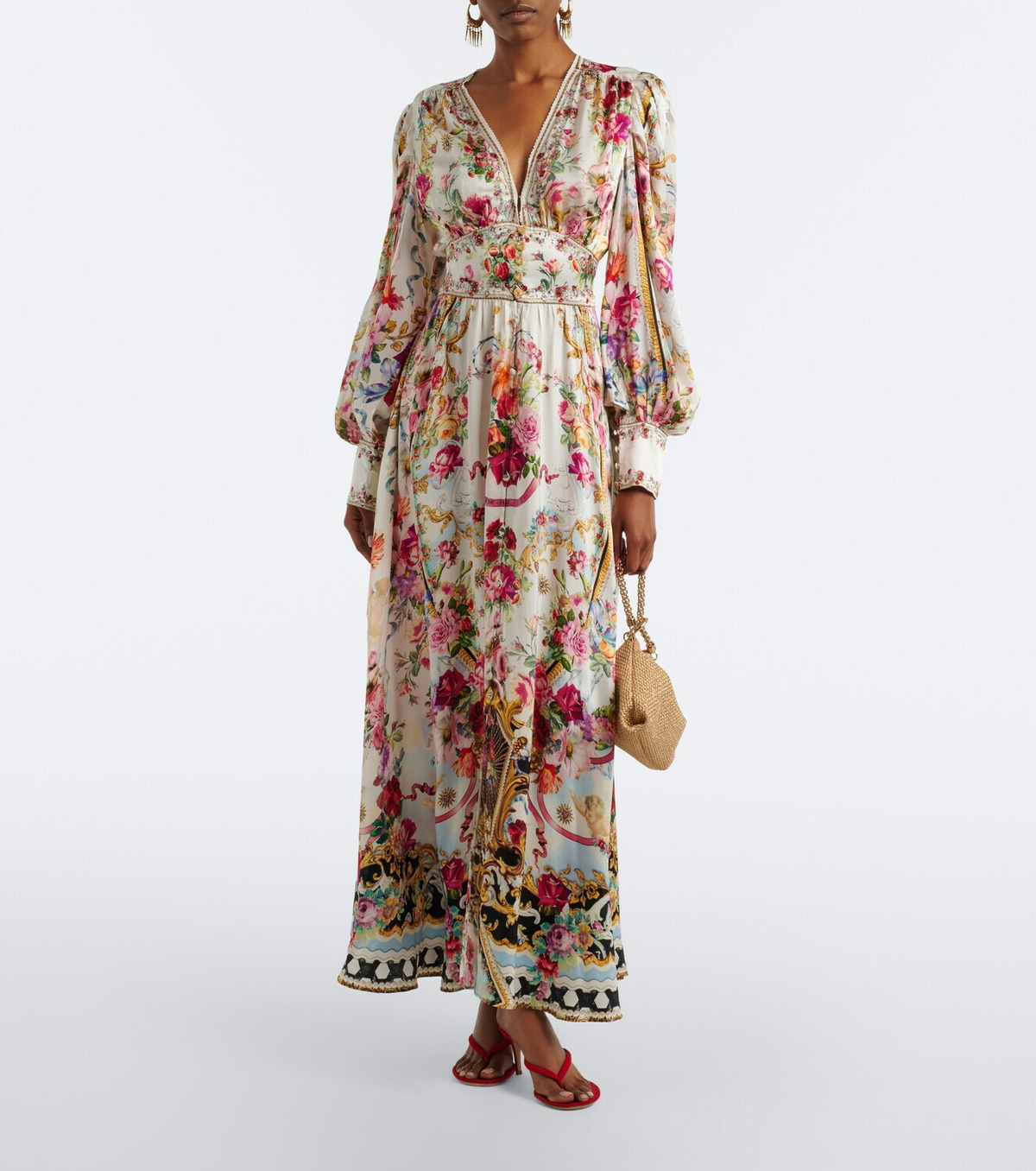 Camilla Floral silk satin maxi dress