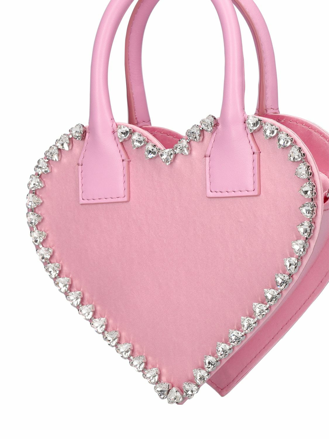 MACH & MACH - Small Audrey Heart Satin Top Handle Bag