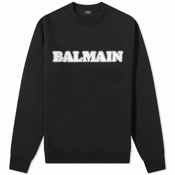 Photo: Balmain Men's Retro Logo Crew Sweat in Black/White