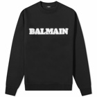 Balmain Men's Retro Logo Crew Sweat in Black/White